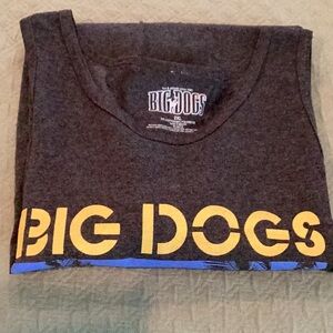 Big Dogs Black Graphic Tank with Sunset Dog Design. C